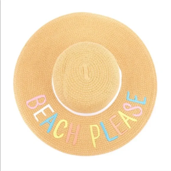 Boutique with Grace Floppy Straw Hat w/ Multi Color Lettering NWOT - Picture 3 of 3